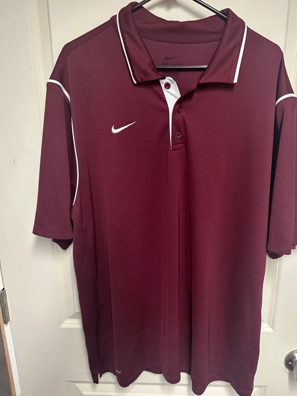 Nike Men's Maroon Polo with White Accent Size XXL